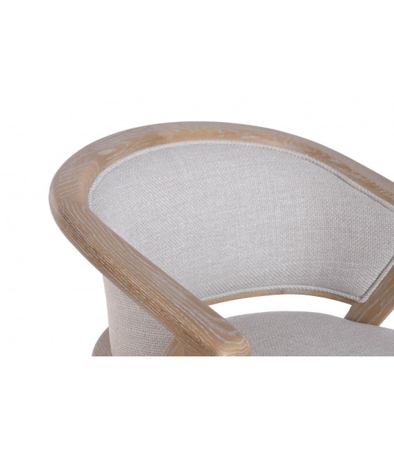 Sillón comedor cómodo madera fresno y tela gris claro estilo Boho 3