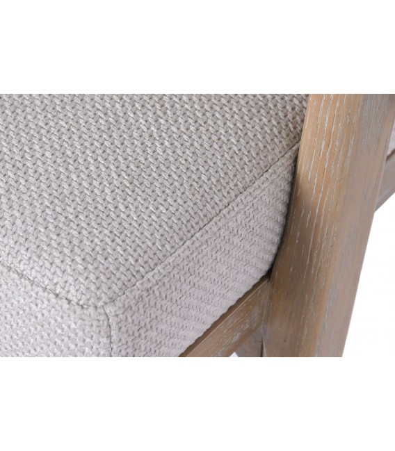 Sillón comedor cómodo madera fresno y tela gris claro estilo Boho 5