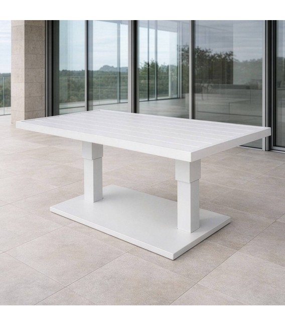 Mesa de centro exterior aluminio imitación madera rectangular mdmhogar