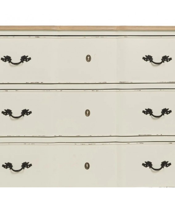 Cómoda grande crema con tres cajones estilo romántico vintage5