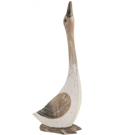 Figura decorativa ave madera reciclada blanca estilo boho