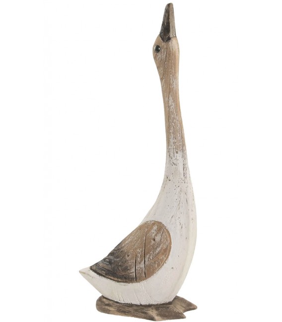 Figura decorativa ave madera reciclada blanca estilo boho
