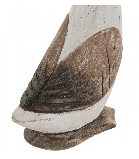 Figura decorativa ave madera reciclada blanca estilo boho 3