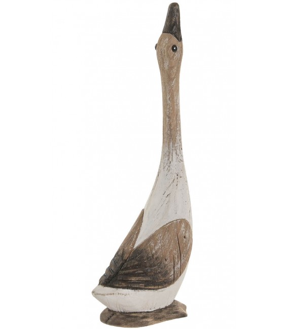 Figura decorativa ave madera reciclada blanca estilo boho 1