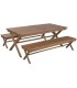 Conjunto exterior mesa y bancos madera teca estilo colonial