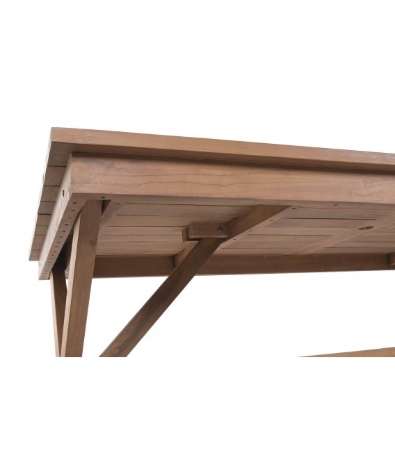 Conjunto exterior mesa y bancos madera teca estilo colonial 5