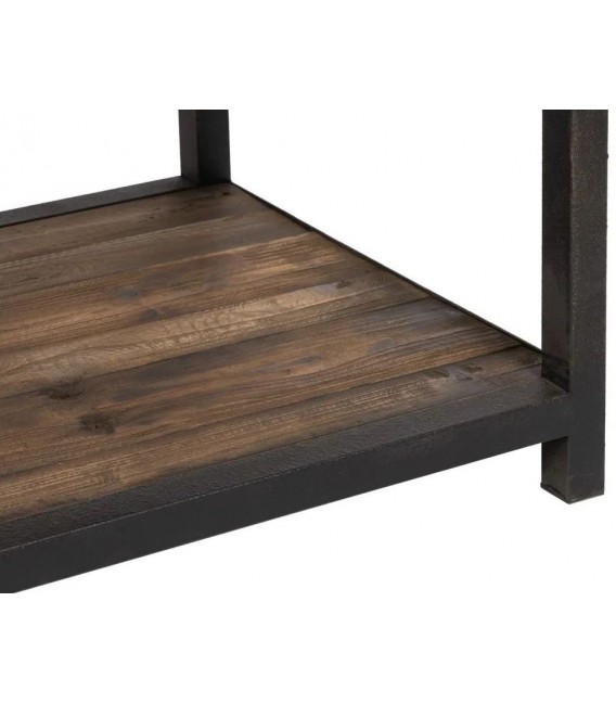Mesa centro industrial madera olmo reciclado y hierro en negro 4