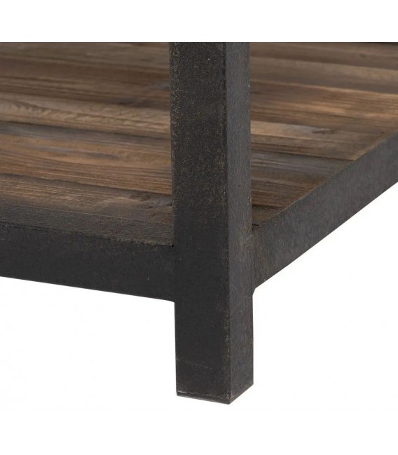 Mesa centro industrial madera olmo reciclado y hierro en negro 5