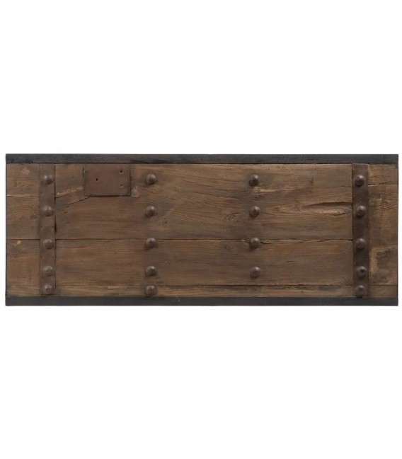 Mesa centro industrial madera olmo reciclado y hierro en negro 1