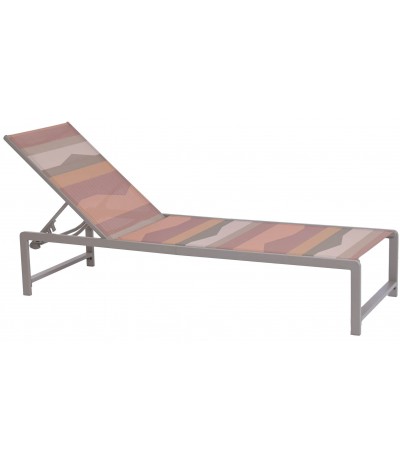 Tumbona exterior acero topo con textil multicolor reclinable
