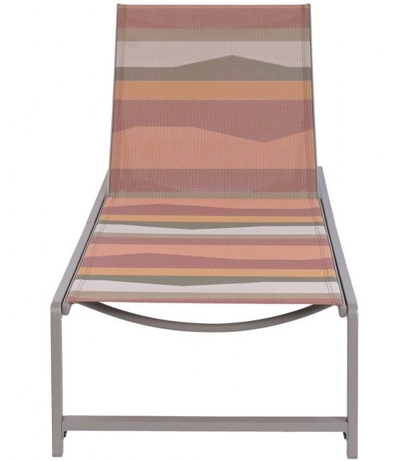 Tumbona exterior acero topo con textil multicolor reclinable 2