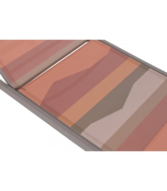 Tumbona exterior acero topo con textil multicolor reclinable 6