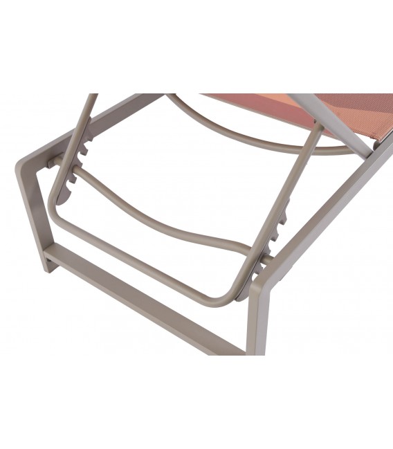 Tumbona exterior acero topo con textil multicolor reclinable 7