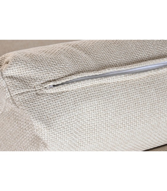 Sofá pequeño madera fresno y tela chenilla cruda estilo boho 5