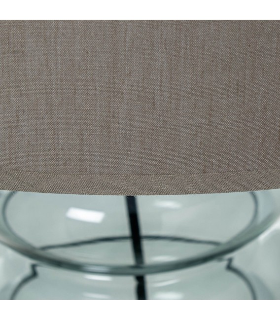 Lámpara  sobremesa vidrio azul pantalla lino beige contemporáneo 1