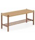 Banco pie de cama madera de fresno color nogal con cuerda natural boho