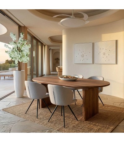 Mesa de comedor con forma ovalada de madera maciza estilo boho mdmhogar