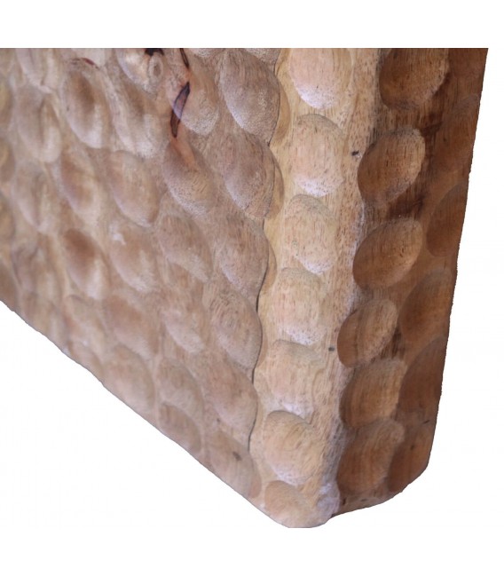 Mesa de comedor con forma ovalada de madera maciza estilo boho 3