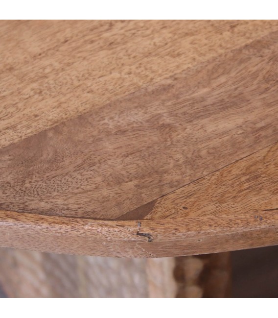 Mesa de comedor con forma ovalada de madera maciza estilo boho 6