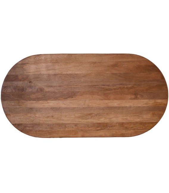 Mesa de comedor con forma ovalada de madera maciza estilo boho 2