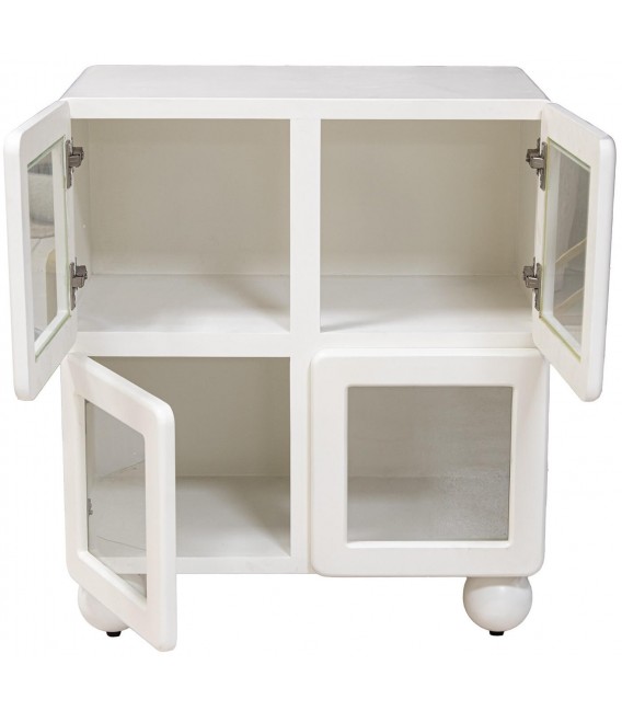 Taquillón blanco de 4 puertas con cristal estilo contemporáneo 2