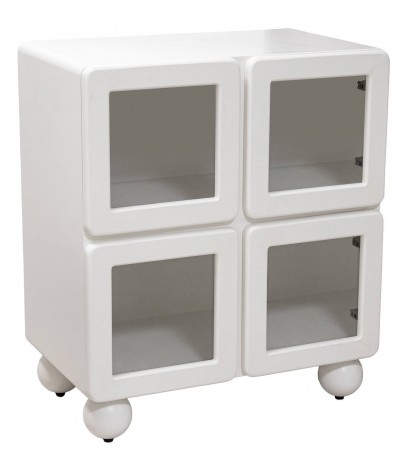 Taquillón blanco de 4 puertas con cristal estilo contemporáneo