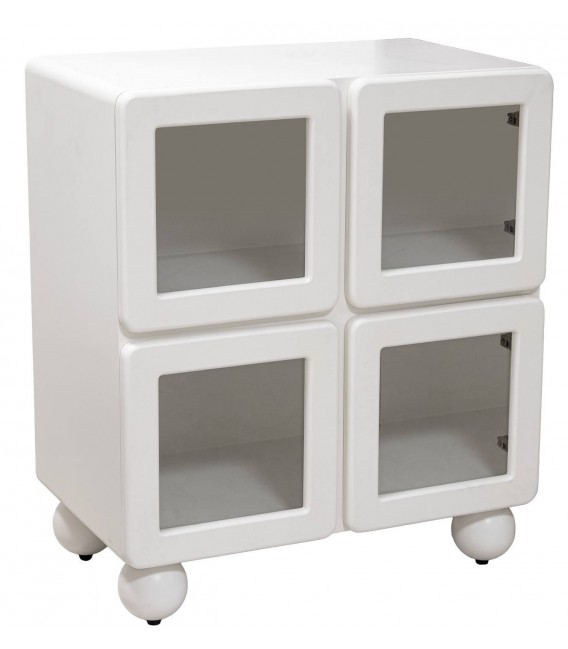 Taquillón blanco de 4 puertas con cristal estilo contemporáneo