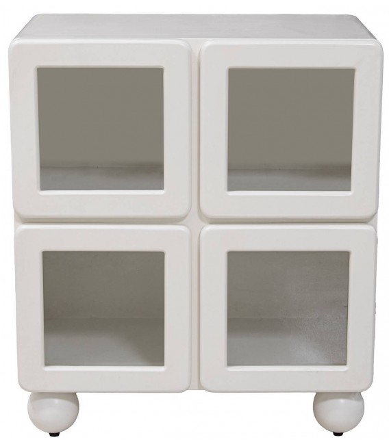 Taquillón blanco de 4 puertas con cristal estilo contemporáneo 1