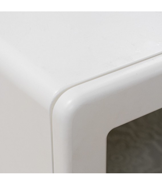 Taquillón blanco de 4 puertas con cristal estilo contemporáneo 3