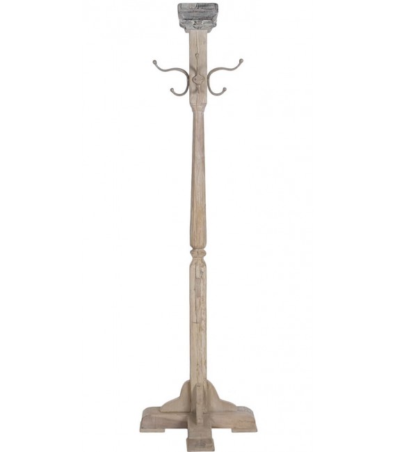 Perchero de pie madera de teca colgadores de metal estilo colonial 1