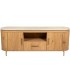 Mueble de TV de madera de roble y mármol estilo boho dos puertas