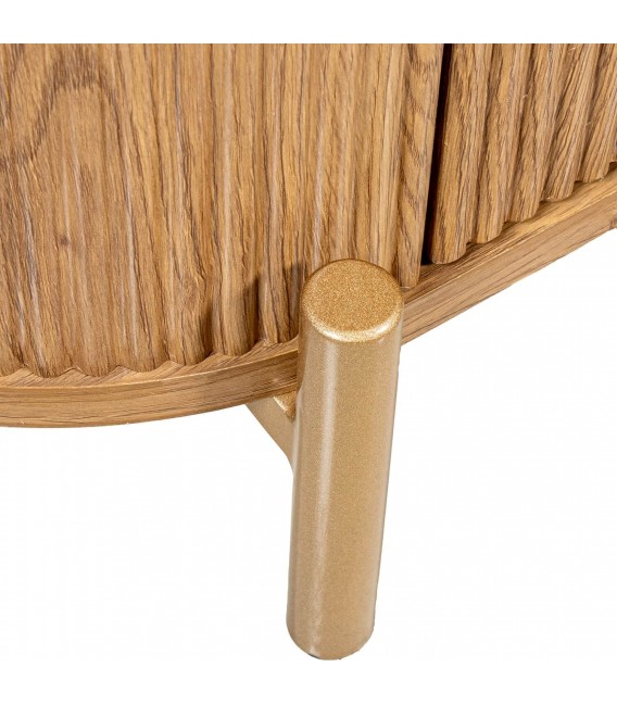 Mueble de TV de madera de roble y mármol estilo boho dos puertas 5