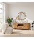 Mueble de TV de madera de roble y mármol estilo boho dos puertas mdmhogar