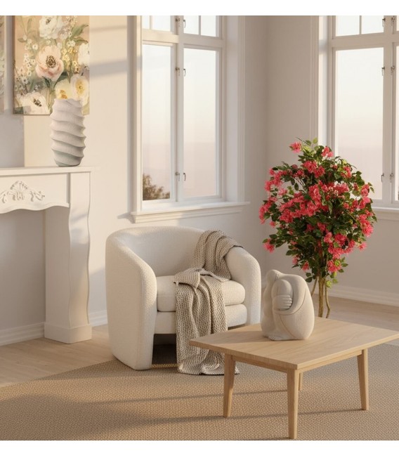 Butaca tapizada en tela blanca estilo contemporáneo compacta mdmhogar