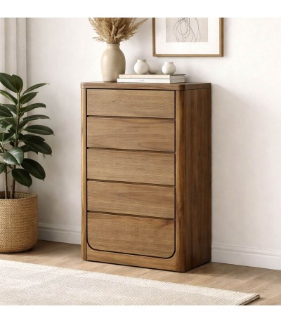 Sinfonier madera pino maciza reciclada 5 cajones estilo boho natural Mdmhogar