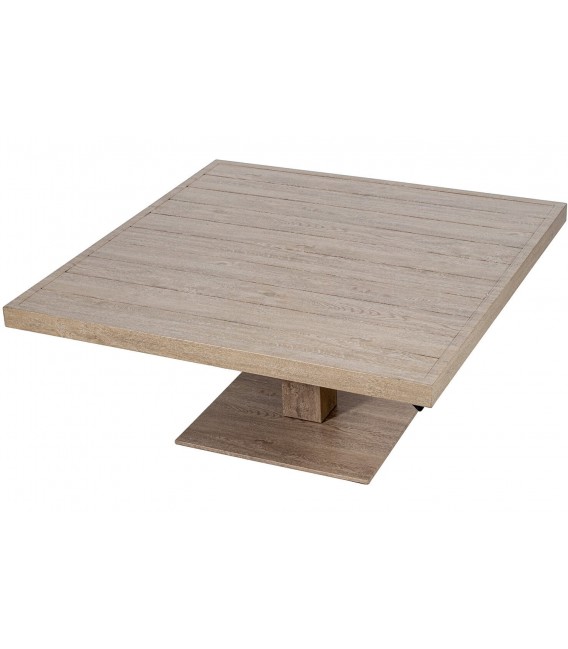 Mesa de centro exterior aluminio imitación madera estilo boho 1