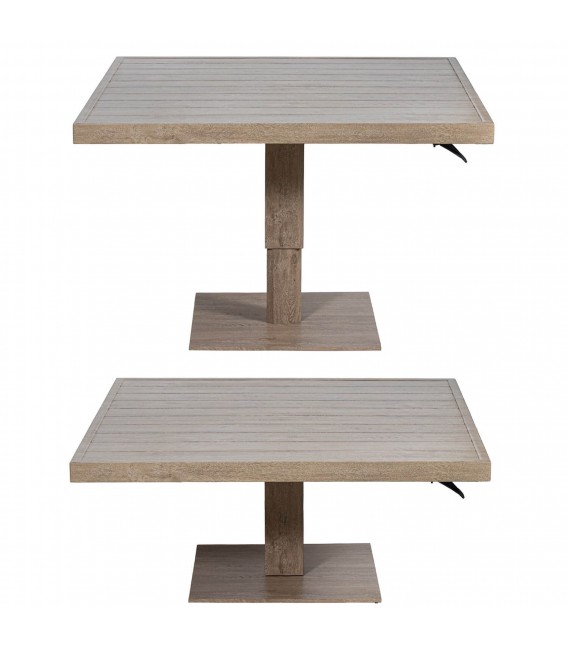 Mesa de centro exterior aluminio imitación madera estilo boho 2