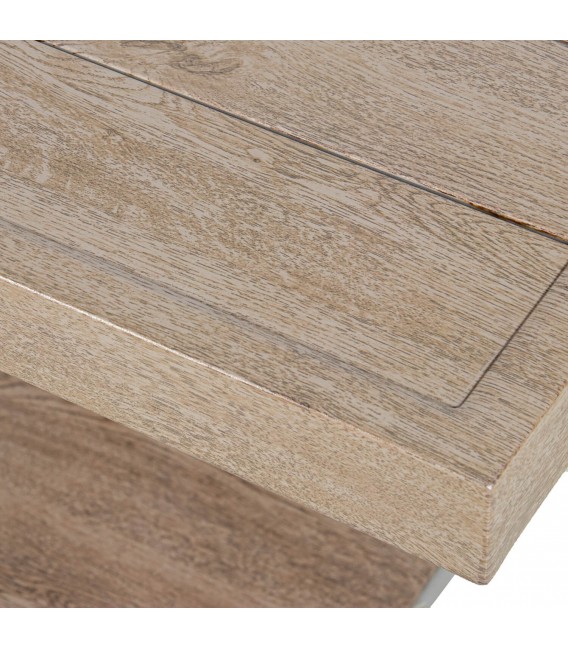 Mesa de centro exterior aluminio imitación madera estilo boho 5
