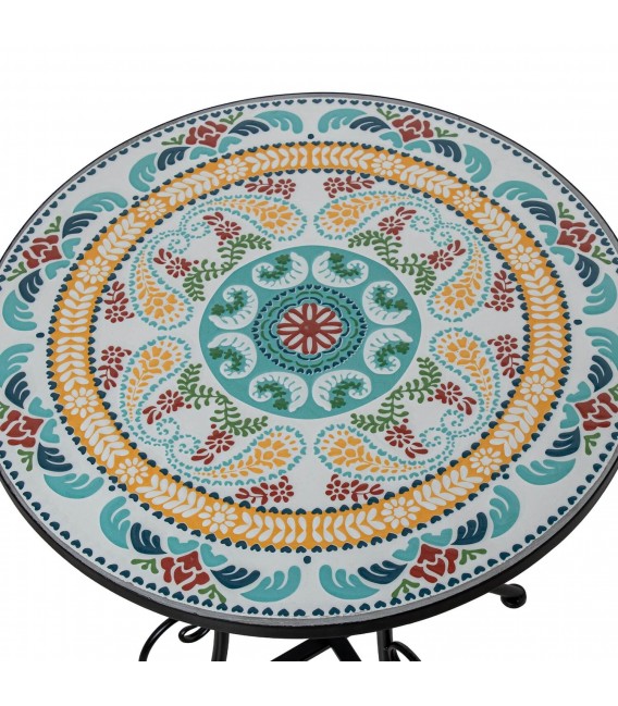 Set mesa y 2 sillas plegables metal cerámica estilo art deco 4