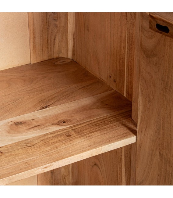 Taquillon madera acacia 2 puertas estilo boho natural artesanal 5