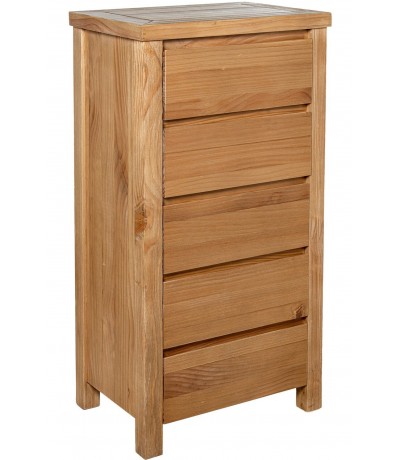 Sinfonier madera maciza pino cinco cajones estilo boho natural
