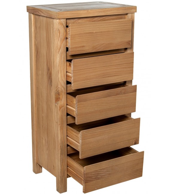 Sinfonier madera maciza pino cinco cajones estilo boho natural 2
