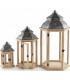 Set 3 faroles madera y metal estilo clásico decorativo artesanal