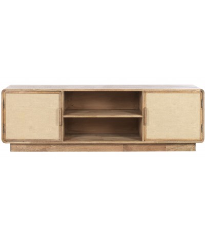 Mueble de TV madera mango y yute estilo boho natural elegante