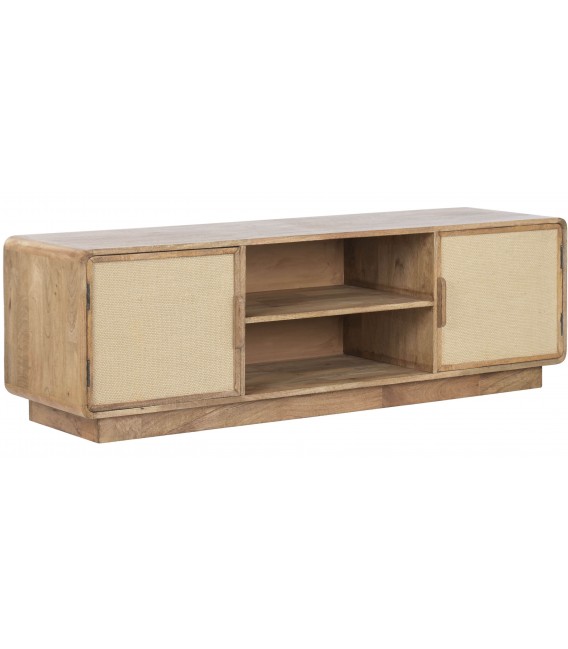 Mueble de TV madera mango y yute estilo boho natural elegante 1