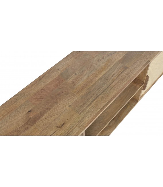 Mueble de TV madera mango y yute estilo boho natural elegante 4
