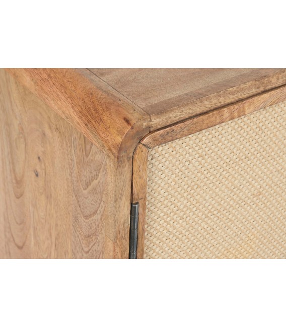 Mueble de TV madera mango y yute estilo boho natural elegante 5