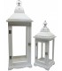 Set 2 faroles madera y metal blanco estilo ibicenco decorativo