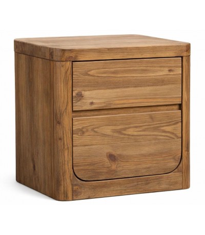 Mesita noche madera maciza de pino reciclado 2 cajones estilo boho
