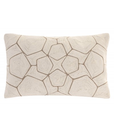 Set 2 cojines riñonera boho algodón bordado crudo detalle marrón